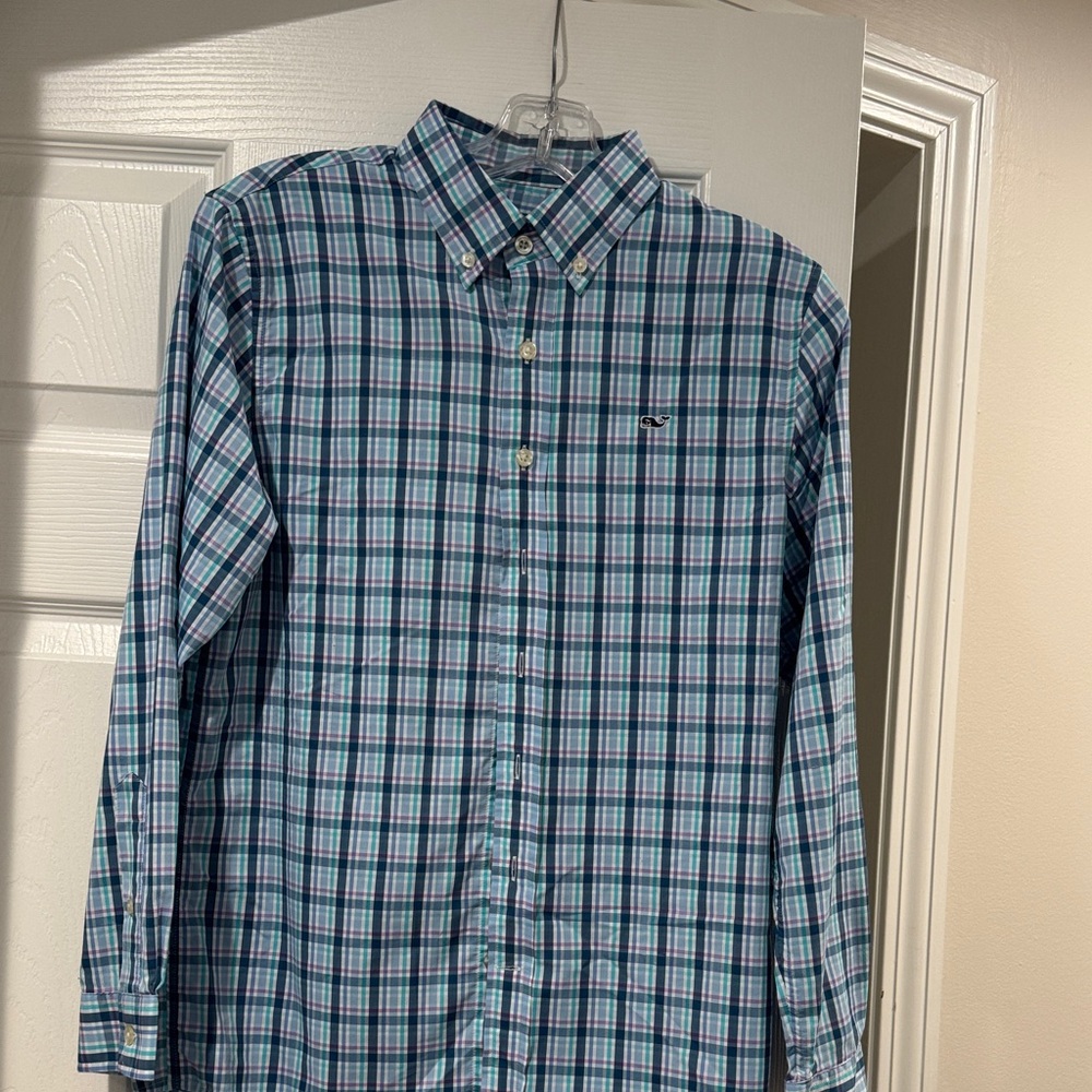 Vineyard Vines Boys Blue Plaid Button-Down Shirt